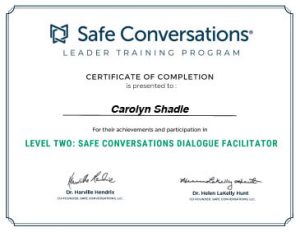 Certificate Safe-Conversations®-Facilitator_Safe-Conversations®-Training-Level-Two-Dialogue-Facilitator_Carolyn-Shadle
